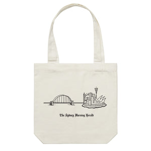 


Carry your morning paper and goods with this celebrational tote bag of Sydney landmarks featuring The Harbour Bridge, Opera House, Centre Point Tower and Luna Park. Made from 100% cotton canvas ensuring durabi...